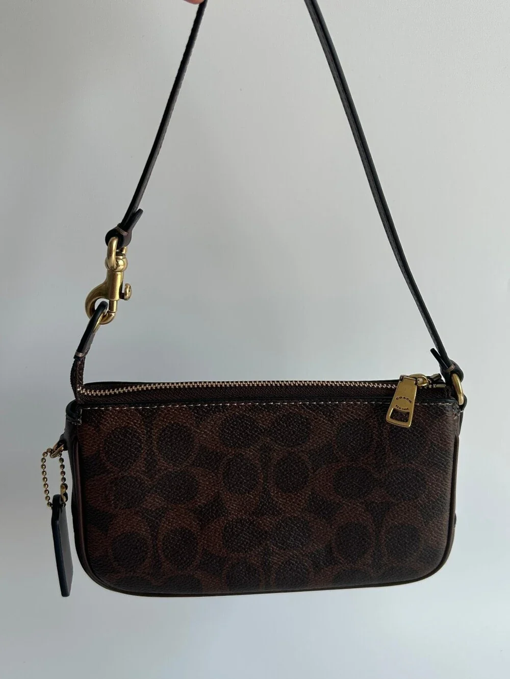 Coach Plaza Bag 18 Signature Brown Mini Shoulder Bag Very Good